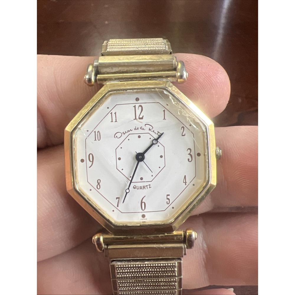 Vintage‎ Oscar De La Renta Octagonal Watch Gold Tone- Untested